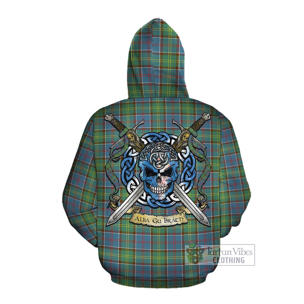Whitelaw Tartan Cotton Hoodie with Family Crest Celtic Skull Style Pullover Hoodie - Tartan Vibes Clothing
