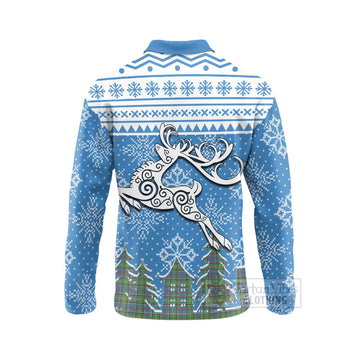 Whitelaw Clan Christmas Long Sleeve Polo Shirt Celtic Reindeer Style - Tartan Vibes Clothing