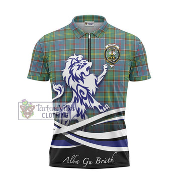 Whitelaw Tartan Zipper Polo Shirt with Alba Gu Brath Regal Lion Emblem - Tartan Vibes Clothing