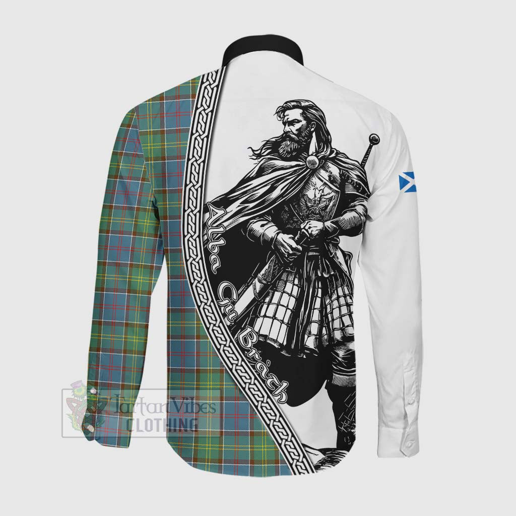 Whitelaw Tartan Clan Crest Long Sleeve Button Shirt with Highlander Warrior Celtic Style Men's Shirt - Tartan Vibes Clothing