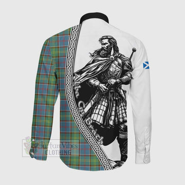 Whitelaw Tartan Clan Crest Long Sleeve Button Shirt with Highlander Warrior Celtic Style Men's Shirt - Tartan Vibes Clothing
