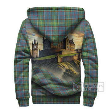 Whitelaw Tartan Family Crest Sherpa Hoodie with Scottish Ancient Castle Style - Tartan Vibes Clothing