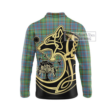 Whitelaw Tartan Long Sleeve Polo Shirt with Family Crest Celtic Wolf Style - Tartan Vibes Clothing