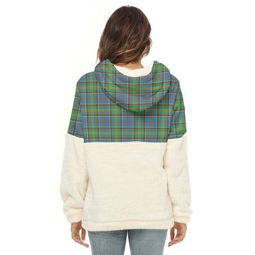 Whitelaw Tartan Half Style Women's Borg Fleece Hoodie with Half Zip with Family Crest - Tartan Vibes Clothing