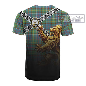 Tartan Vibes Clothing Whitelaw Crest Tartan Cotton T-shirt with Golden Lion Emblem Celtic Style