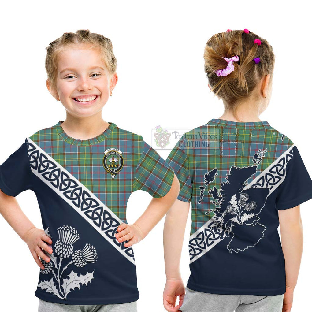 Whitelaw Tartan Kid T-Shirt Featuring Thistle and Scotland Map - Tartan Vibes Clothing