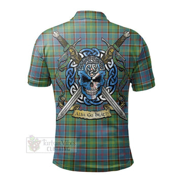 Whitelaw Tartan Polo Shirt with Family Crest Celtic Skull Style - Tartan Vibes Clothing