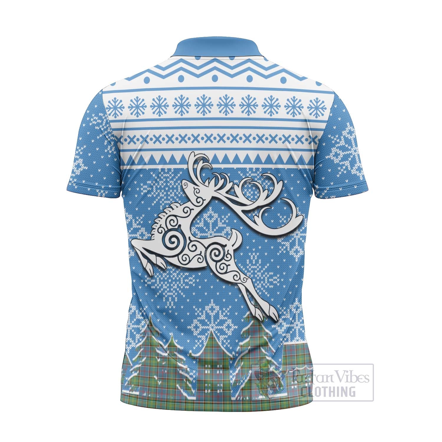 Whitelaw Clan Christmas Zipper Polo Shirt Celtic Reindeer Style - Tartan Vibes Clothing