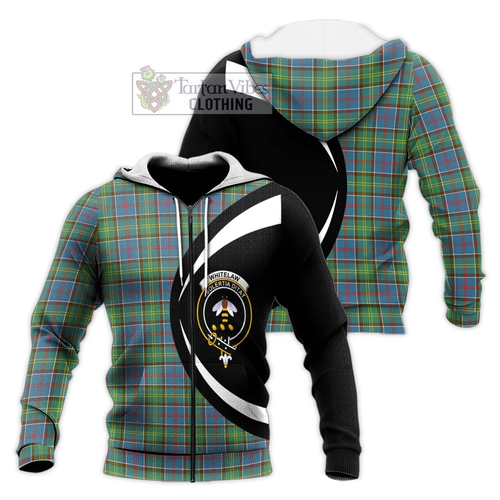 Whitelaw Tartan Knitted Hoodie with Family Crest Circle Style Unisex Knitted Zip Hoodie - Tartan Vibes Clothing