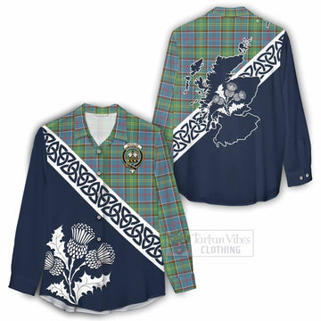 Whitelaw Tartan Women's Casual Shirt Featuring Thistle and Scotland Map - Tartan Vibes Clothing