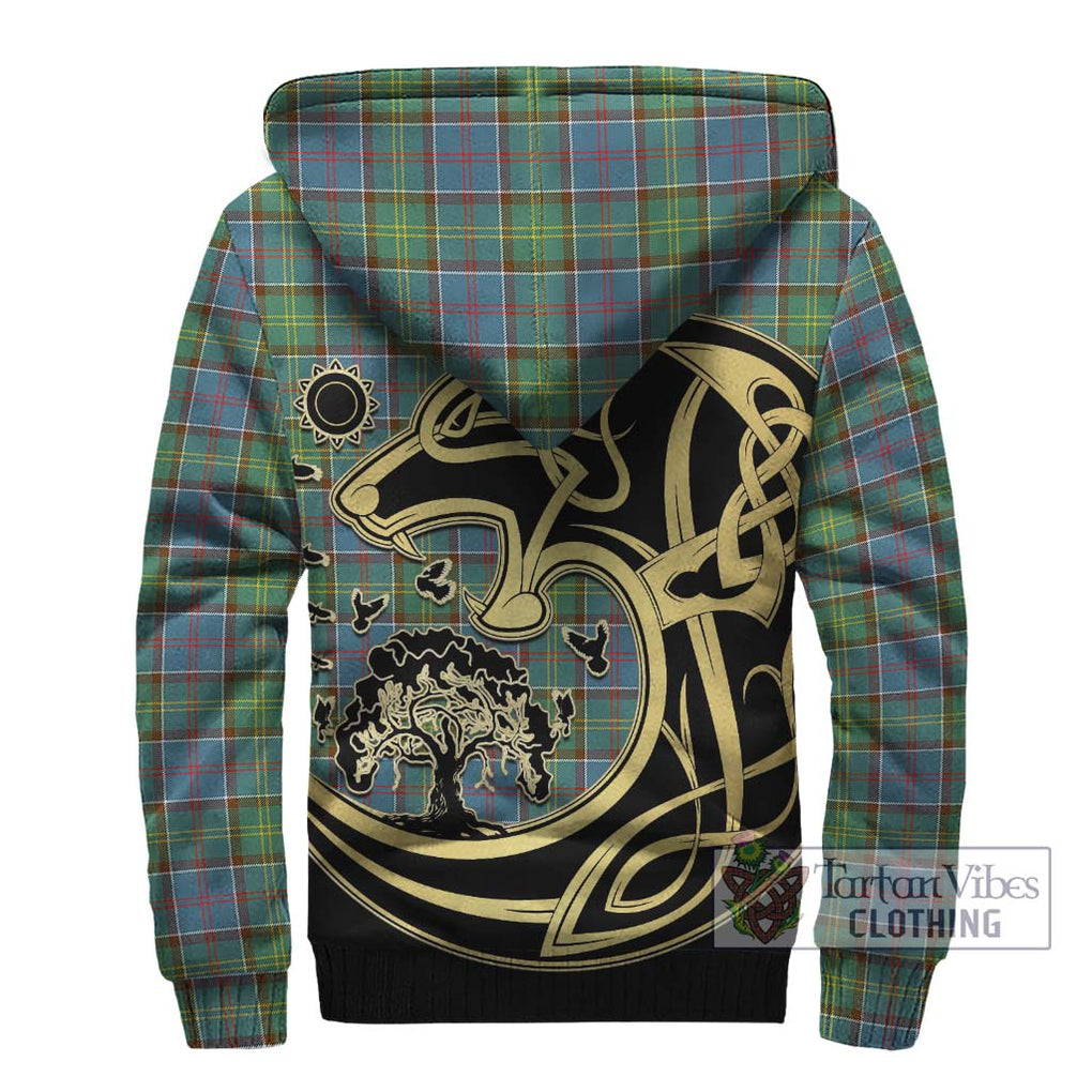 Whitelaw Tartan Sherpa Hoodie with Family Crest Celtic Wolf Style - Tartan Vibes Clothing