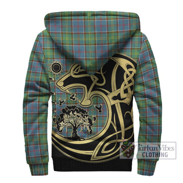 Whitelaw Tartan Sherpa Hoodie with Family Crest Celtic Wolf Style - Tartan Vibes Clothing