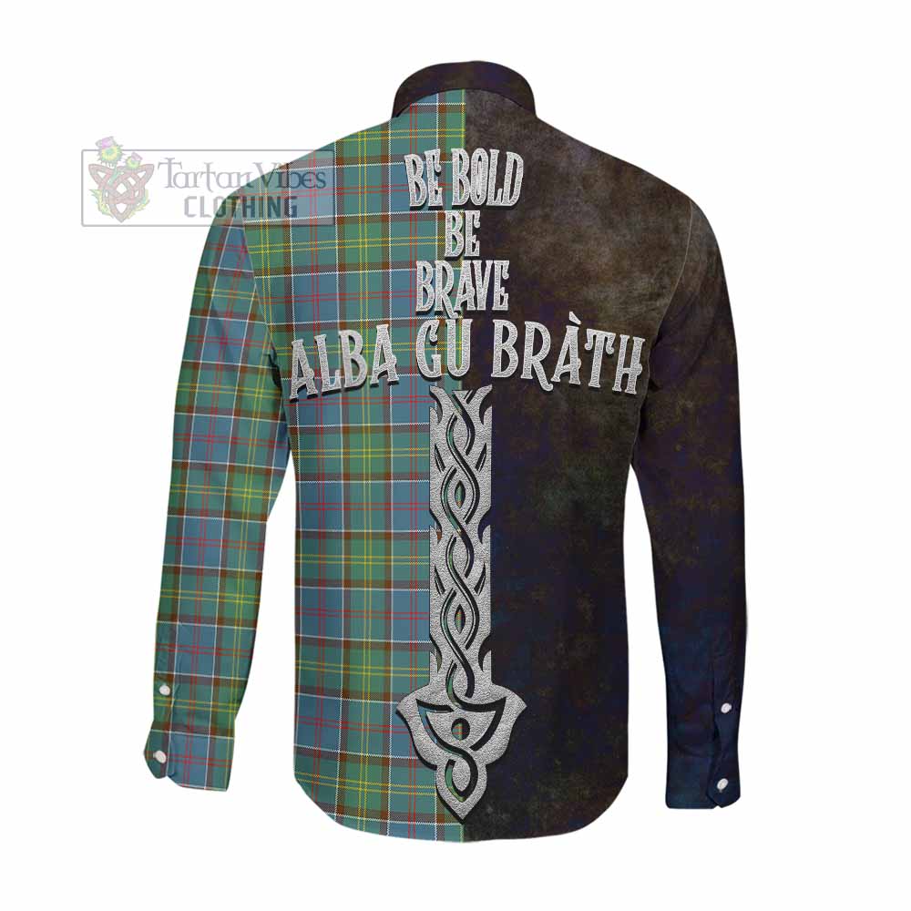 Whitelaw Tartan Family Crest Long Sleeve Button Shirt Alba Gu Brath Be Brave Lion Ancient Style Men's Shirt - Tartan Vibes Clothing