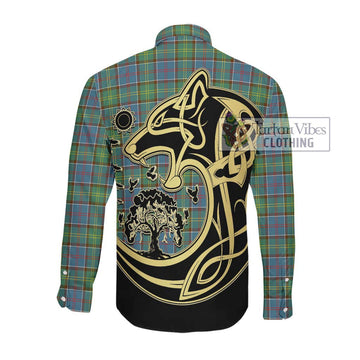 Whitelaw Tartan Long Sleeve Button Shirt with Family Crest Celtic Wolf Style Men's Shirt - Tartan Vibes Clothing