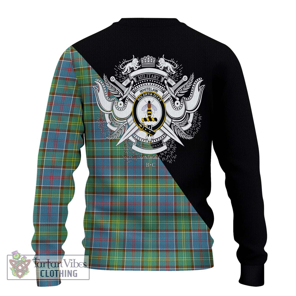 Whitelaw Tartan Ugly Sweater with Family Crest and Military Logo Style - Tartan Vibes Clothing