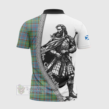 Whitelaw Tartan Clan Crest Zipper Polo Shirt with Highlander Warrior Celtic Style - Tartan Vibes Clothing