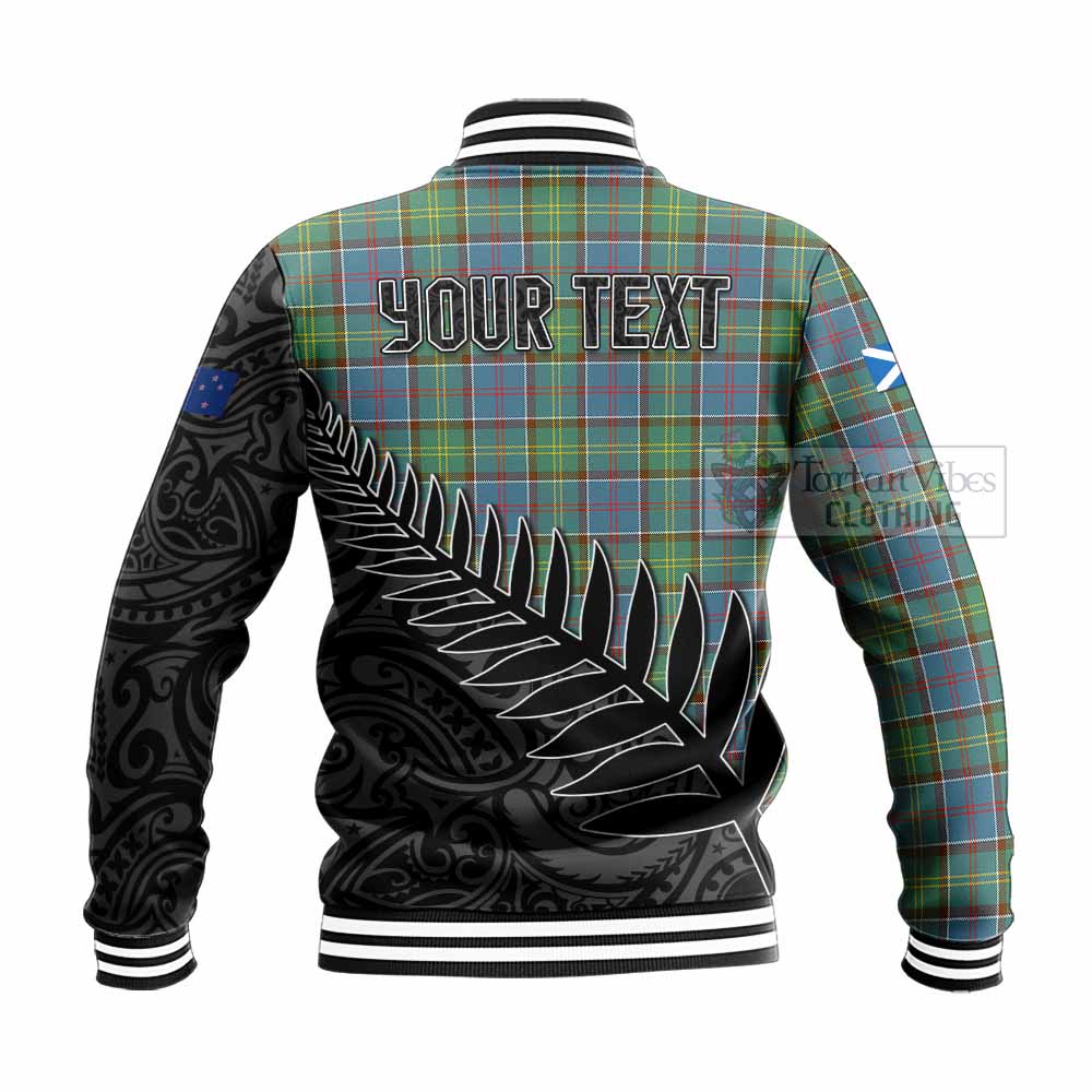Whitelaw Crest Tartan Baseball Jacket with New Zealand Silver Fern Half Style - Tartan Vibes Clothing