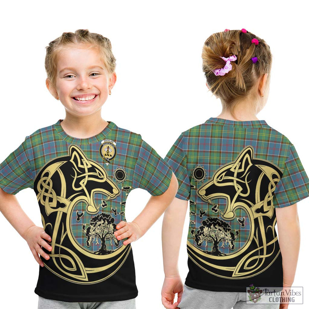 Whitelaw Tartan Kid T-Shirt with Family Crest Celtic Wolf Style - Tartan Vibes Clothing