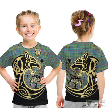 Whitelaw Tartan Kid T-Shirt with Family Crest Celtic Wolf Style - Tartan Vibes Clothing