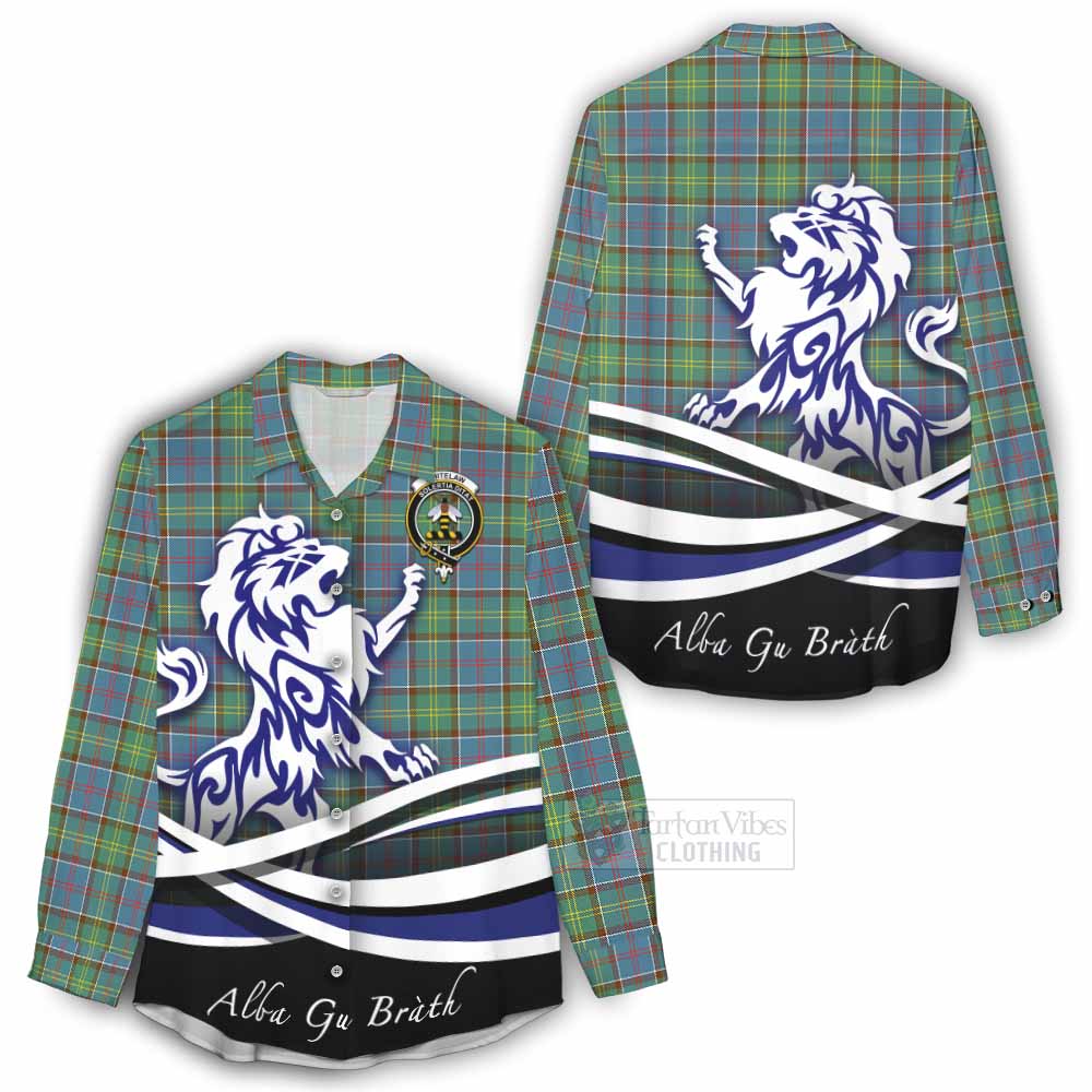 Whitelaw Tartan Women's Casual Shirt with Alba Gu Brath Regal Lion Emblem - Tartan Vibes Clothing