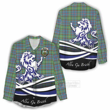 Whitelaw Tartan Women's Casual Shirt with Alba Gu Brath Regal Lion Emblem - Tartan Vibes Clothing