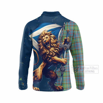 Whitelaw Tartan Family Crest Long Sleeve Polo Shirt with Scottish Majestic Lion - Tartan Vibes Clothing