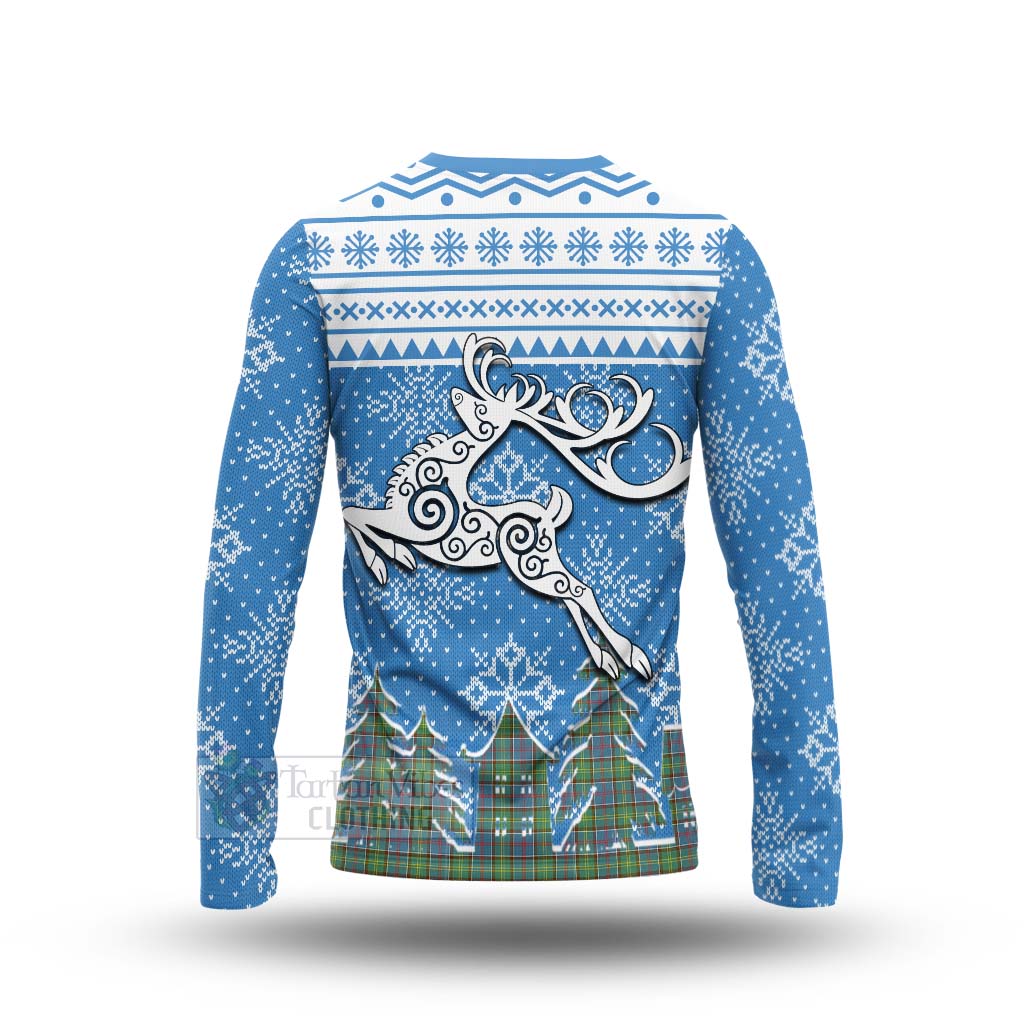 Whitelaw Clan Christmas Long Sleeve T-Shirt Celtic Reindeer Style - Tartan Vibes Clothing