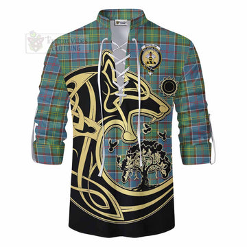 Whitelaw Tartan Ghillie Kilt Shirt with Family Crest Celtic Wolf Style - Tartan Vibes Clothing