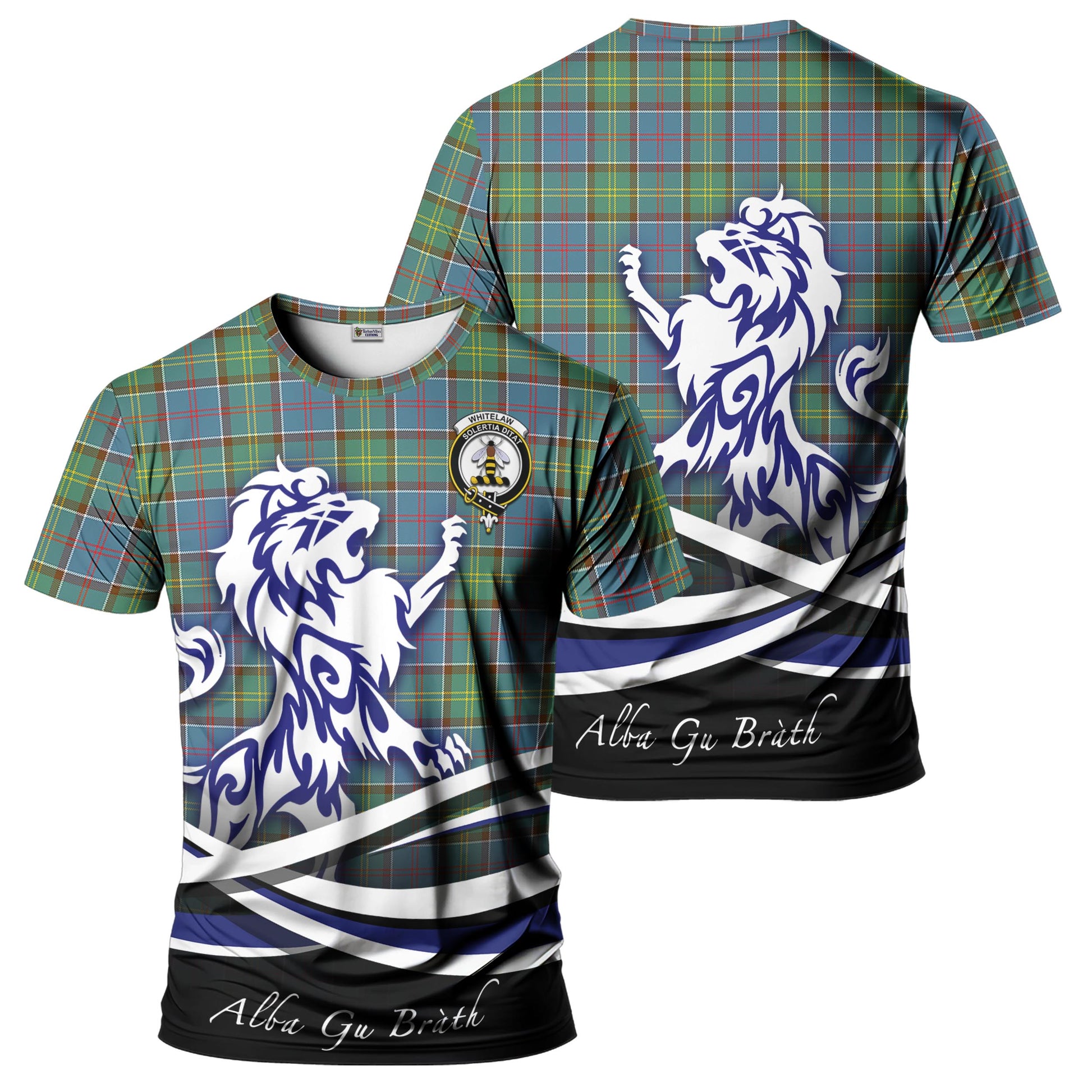 Whitelaw Tartan T-Shirt with Alba Gu Brath Regal Lion Emblem - Tartan Vibes Clothing