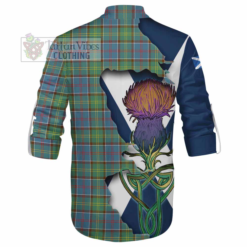 Tartan Vibes Clothing Whitelaw Tartan Family Crest Ghillie Kilt Shirt Scottish Thistle Celtic Inspired