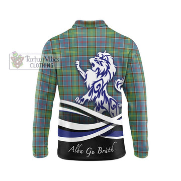 Whitelaw Tartan Long Sleeve Polo Shirt with Alba Gu Brath Regal Lion Emblem - Tartan Vibes Clothing