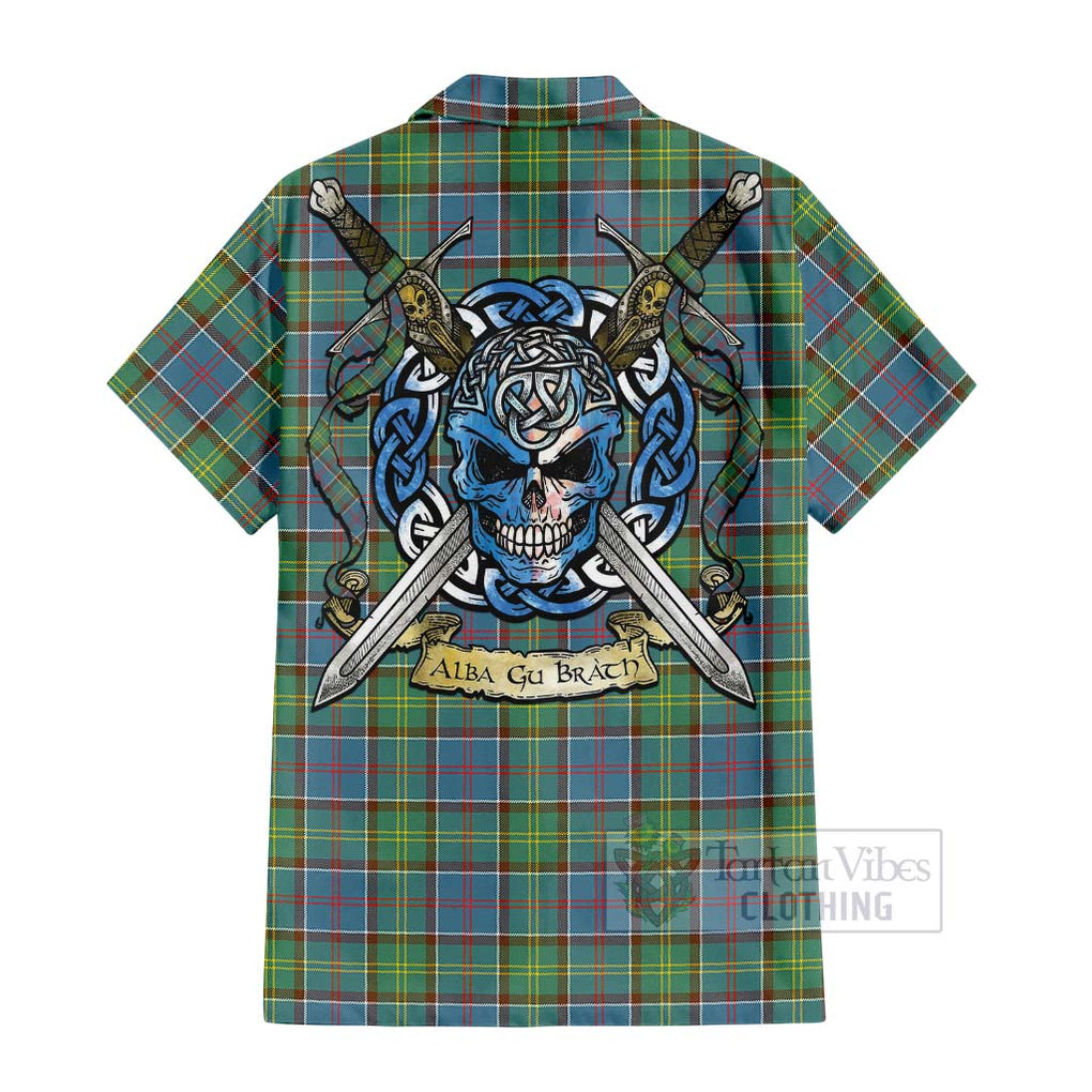Whitelaw Tartan Hawaiian Shirt with Family Crest Celtic Skull Style - Tartan Vibes Clothing