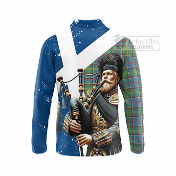Whitelaw Tartan Long Sleeve Polo Shirt with Family Crest Scottish Bagpiper Vibes - Tartan Vibes Clothing