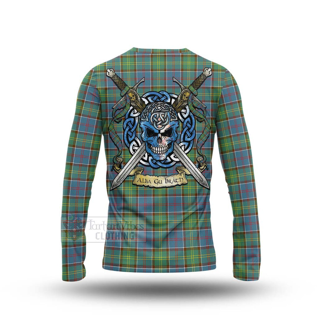 Whitelaw Tartan Long Sleeve T-Shirt with Family Crest Celtic Skull Style - Tartan Vibes Clothing