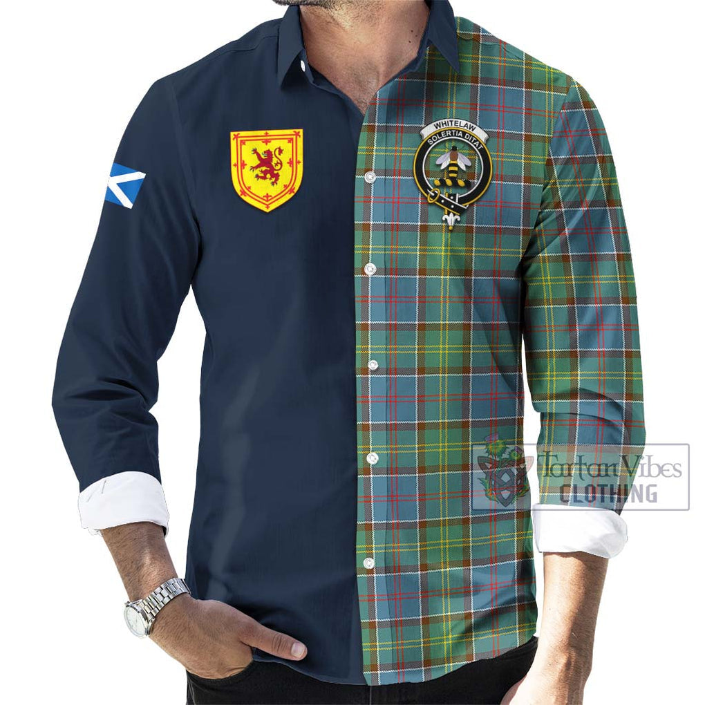 Whitelaw Tartan Long Sleeve Button Shirt Alba with Scottish Lion Royal Arm Half Style Men's Shirt - Tartan Vibes Clothing