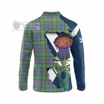Tartan Vibes Clothing Whitelaw Tartan Family Crest Long Sleeve Polo Shirt Scottish Thistle Celtic Inspired