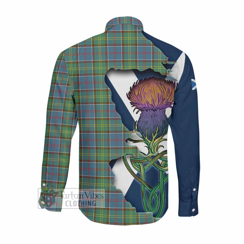 Tartan Vibes Clothing Whitelaw Tartan Family Crest Long Sleeve Button Shirt Scottish Thistle Celtic Inspired