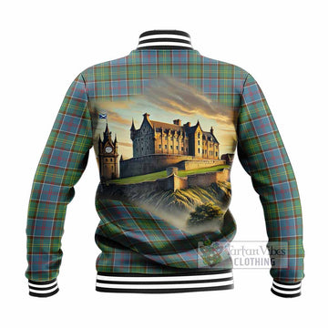 Whitelaw Tartan Family Crest Baseball Jacket with Scottish Ancient Castle Style - Tartan Vibes Clothing