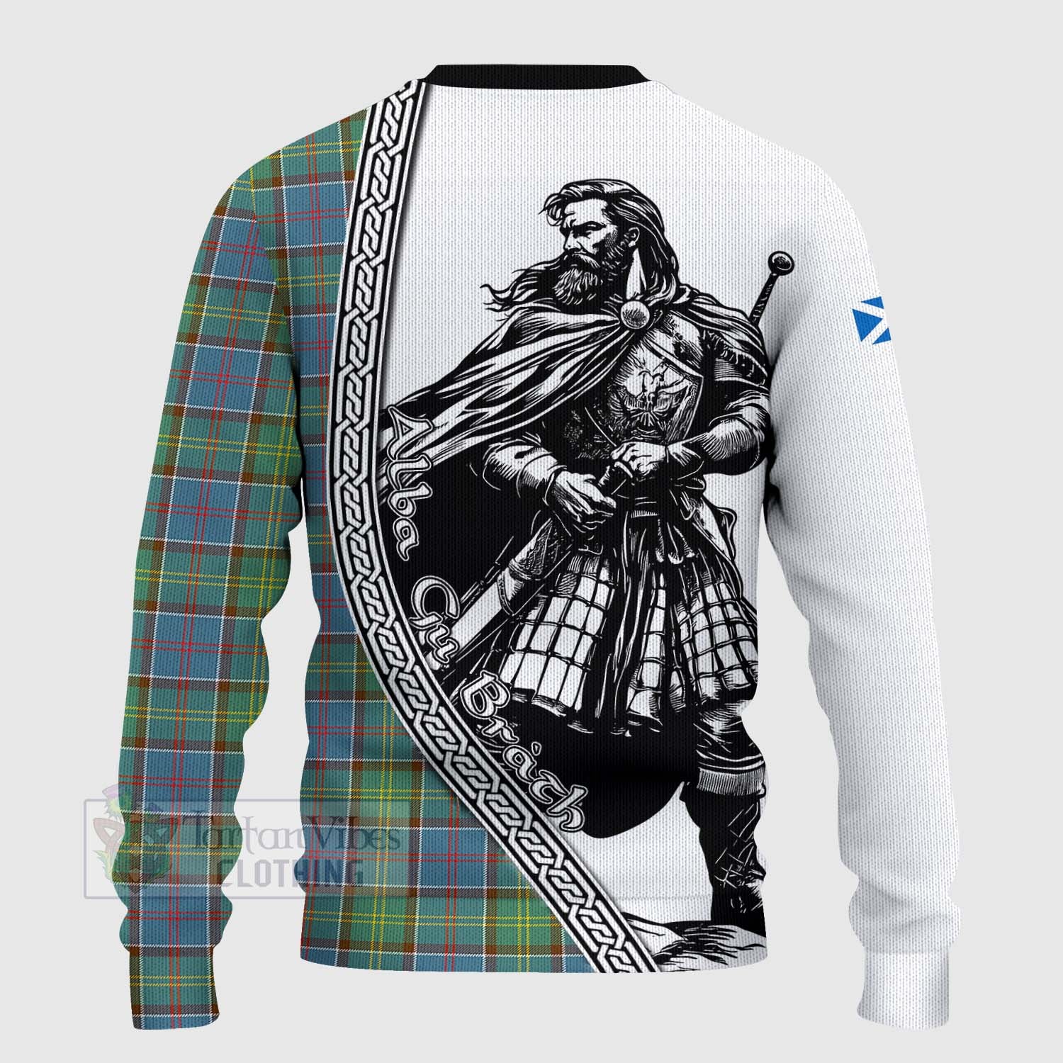 Whitelaw Tartan Clan Crest Knitted Sweater with Highlander Warrior Celtic Style - Tartan Vibes Clothing