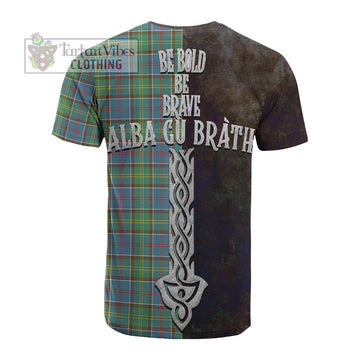 Whitelaw Tartan Family Crest Cotton T-shirt Alba Gu Brath Be Brave Lion Ancient Style