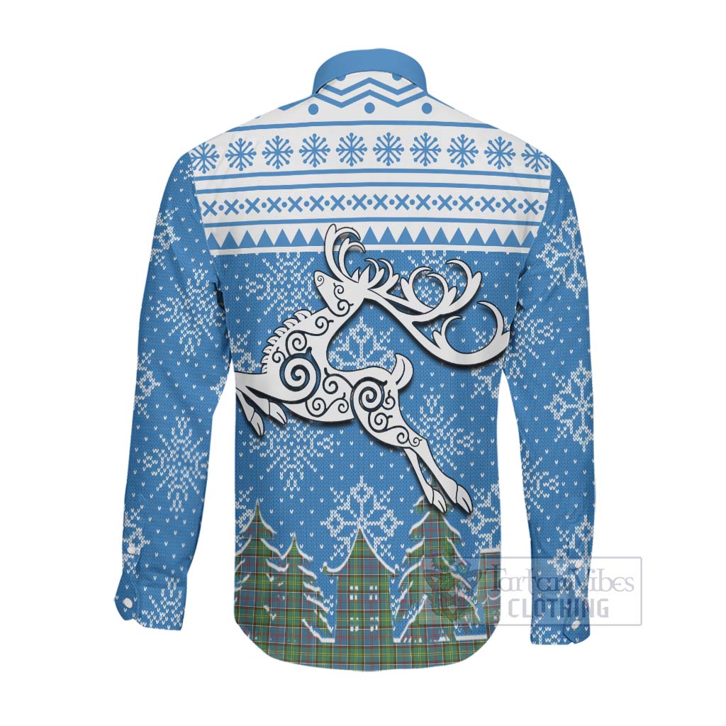 Whitelaw Clan Christmas Long Sleeve Button Shirt Celtic Reindeer Style Men's Shirt - Tartan Vibes Clothing