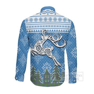 Whitelaw Clan Christmas Long Sleeve Button Shirt Celtic Reindeer Style Men's Shirt - Tartan Vibes Clothing