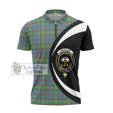 Whitelaw Tartan Zipper Polo Shirt with Family Crest Circle Style - Tartan Vibes Clothing
