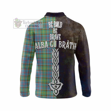 Whitelaw Tartan Family Crest Long Sleeve Polo Shirt Alba Gu Brath Be Brave Lion Ancient Style