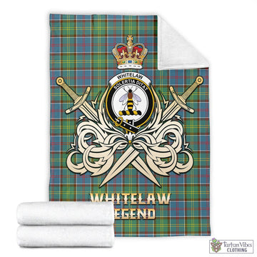Whitelaw Tartan Blanket with Clan Crest and the Golden Sword of Courageous Legacy