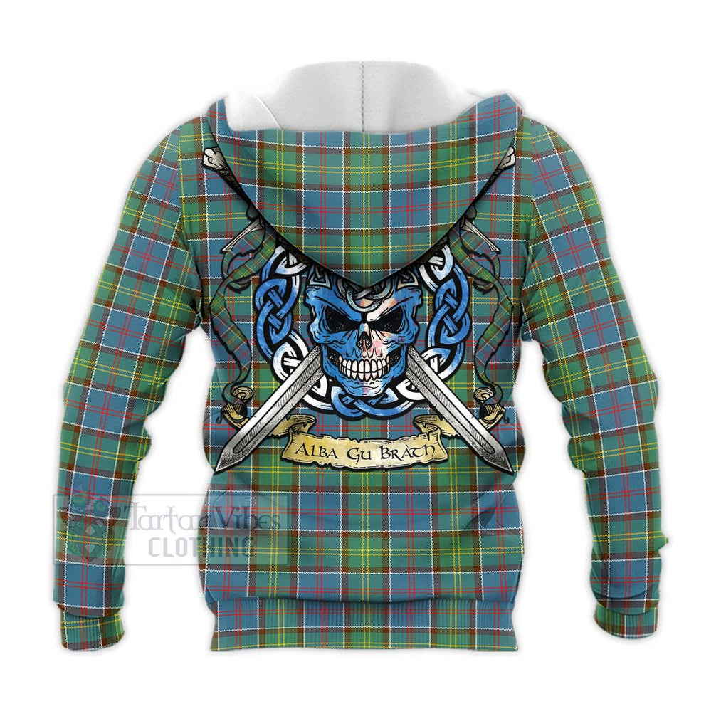 Whitelaw Tartan Knitted Hoodie with Family Crest Celtic Skull Style - Tartan Vibes Clothing