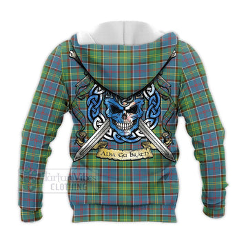 Whitelaw Tartan Knitted Hoodie with Family Crest Celtic Skull Style - Tartan Vibes Clothing