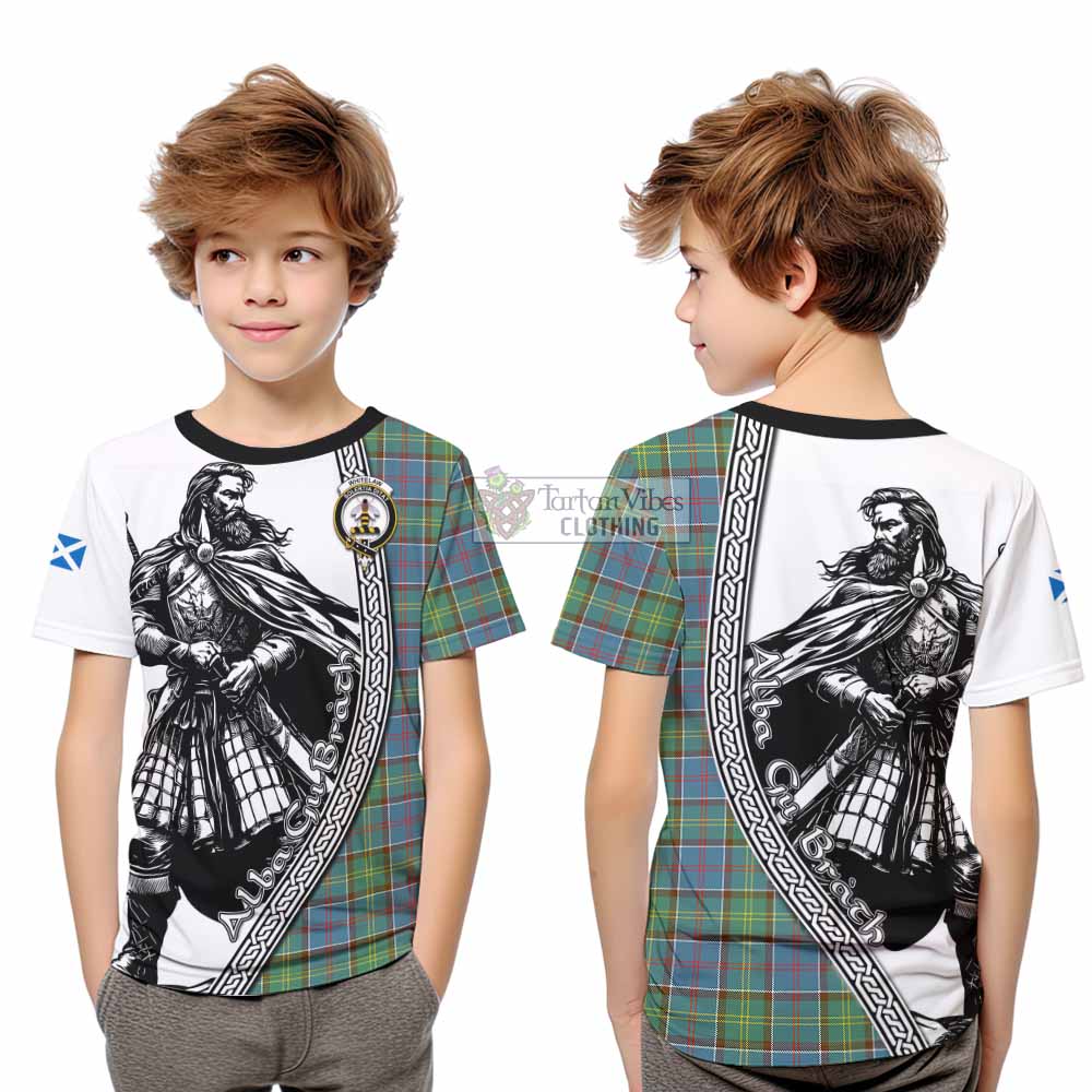 Whitelaw Tartan Clan Crest Kid T-Shirt with Highlander Warrior Celtic Style - Tartan Vibes Clothing