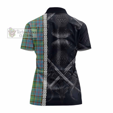 Whitelaw Tartan Women's Polo Shirt with Family Crest Cross Sword Thistle Celtic Vibes - Tartan Vibes Clothing