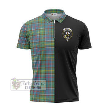 Whitelaw Tartan Zipper Polo Shirt with Family Crest and Half Of Me Style - Tartan Vibes Clothing